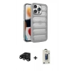 MARSİLYAN™- iPhone 15 Pro Max Kılıf Yadigar Doku Özel Seri - Siyah Bilvis Hayalet Cam Ekran Koruyucu + Raze Metal Kamera Lens - SH