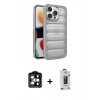 MARSİLYAN™- iPhone 15 Pro Max Kılıf Yadigar Doku Özel Seri - Siyah Bilvis Hayalet Cam Ekran Koruyucu + PVD Metal Kamera Lens - TU