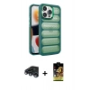 MARSİLYAN™- iPhone 15 Pro Max Kılıf Yadigar Doku Özel Seri - Siyah Buffer Cam Ekran Koruyucu + Raze Metal Kamera Lens - LT