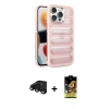 MARSİLYAN™- iPhone 15 Pro Max Kılıf Yadigar Doku Özel Seri - Siyah Buffer Cam Ekran Koruyucu + Raze Metal Kamera Lens - SH