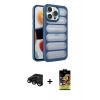 MARSİLYAN™- iPhone 15 Pro Max Kılıf Yadigar Doku Özel Seri - Siyah Buffer Cam Ekran Koruyucu + Siyah Raze Metal Kamera Lens