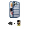 MARSİLYAN™- iPhone 15 Pro Max Kılıf Yadigar Doku Özel Seri - Siyah Buffer Cam Ekran Koruyucu + Raze Metal Kamera Lens - TMGI