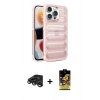 MARSİLYAN™- iPhone 15 Pro Max Kılıf Yadigar Doku Özel Seri - Siyah Buffer Cam Ekran Koruyucu + Raze Metal Kamera Lens - TMGI