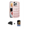 MARSİLYAN™- iPhone 15 Pro Max Kılıf Yadigar Doku Özel Seri - Siyah Buffer Hayalet Cam Ekran Koruyucu + Raze Metal Kamera Lens - SH