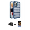 MARSİLYAN™- iPhone 15 Pro Max Kılıf Yadigar Doku Özel Seri - Siyah Buffer Hayalet Cam Ekran Koruyucu + Raze Metal Kamera Lens - TMGI