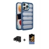 MARSİLYAN™- iPhone 15 Pro Max Kılıf Yadigar Doku Özel Seri - Siyah Buffer Hayalet Cam Ekran Koruyucu + Raze Metal Kamera Lens - SH
