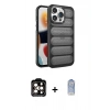 MARSİLYAN™- iPhone 15 Pro Max Kılıf Yadigar Doku Özel Seri - Siyah Joko Magic 5D Cam + PVD Metal Kamera Lens - TU