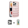 MARSİLYAN™- iPhone 15 Pro Max Kılıf Yadigar Doku Özel Seri - Siyah Polymer Nano Ekran Koruyucu + PVD Metal Kamera Lens - GS