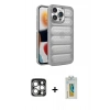 MARSİLYAN™- iPhone 15 Pro Max Kılıf Yadigar Doku Özel Seri - Siyah Polymer Nano Ekran Koruyucu + PVD Metal Kamera Lens - GS