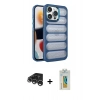 MARSİLYAN™- iPhone 15 Pro Max Kılıf Yadigar Doku Özel Seri - Siyah Polymer Nano Ekran Koruyucu + Raze Metal Kamera Lens - GS