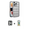 MARSİLYAN™- iPhone 15 Pro Max Kılıf Yadigar Doku Özel Seri - Siyah Polymer Nano Ekran Koruyucu + PVD Metal Kamera Lens - LT