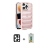 MARSİLYAN™- iPhone 15 Pro Max Kılıf Yadigar Doku Özel Seri - Siyah Polymer Nano Ekran Koruyucu + PVD Metal Kamera Lens - LT