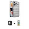 MARSİLYAN™- iPhone 15 Pro Max Kılıf Yadigar Doku Özel Seri - Siyah Polymer Nano Ekran Koruyucu + PVD Metal Kamera Lens - SH