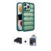 MARSİLYAN™- iPhone 15 Pro Max Kılıf Yadigar Doku Özel Seri - Siyah Vanessa Magic Cam + Raze Metal Kamera Lens - LT