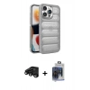 MARSİLYAN™- iPhone 15 Pro Max Kılıf Yadigar Doku Özel Seri - Siyah Vanessa Magic Cam + Raze Metal Kamera Lens - SH