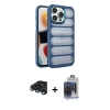 MARSİLYAN™- iPhone 15 Pro Max Kılıf Yadigar Doku Özel Seri - Siyah Vanessa Magic Cam + Raze Metal Kamera Lens - LT