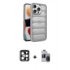 MARSİLYAN™- iPhone 15 Pro Max Kılıf Yadigar Doku Özel Seri - Siyah Vanessa Magic Hayalet Cam + PVD Metal Kamera Lens - LT