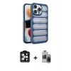 MARSİLYAN™- iPhone 15 Pro Max Kılıf Yadigar Doku Özel Seri - Siyah Vanessa Magic Hayalet Cam + PVD Metal Kamera Lens - TU