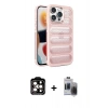 MARSİLYAN™- iPhone 15 Pro Max Kılıf Yadigar Doku Özel Seri - Siyah Vanessa Magic Hayalet Cam + PVD Metal Kamera Lens - TU