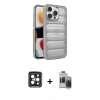 MARSİLYAN™- iPhone 15 Pro Max Kılıf Yadigar Doku Özel Seri - Siyah Vanessa Magic Hayalet Cam + PVD Metal Kamera Lens - SH