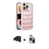 MARSİLYAN™- iPhone 15 Pro Max Kılıf Yadigar Doku Özel Seri - Siyah Vanessa Magic Hayalet Cam + Raze Metal Kamera Lens - LT
