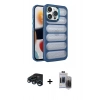 MARSİLYAN™- iPhone 15 Pro Max Kılıf Yadigar Doku Özel Seri - Siyah Vanessa Magic Hayalet Cam + Raze Metal Kamera Lens - LT