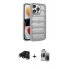 MARSİLYAN™- iPhone 15 Pro Max Kılıf Yadigar Doku Özel Seri - Siyah Vanessa Magic Hayalet Cam + Raze Metal Kamera Lens - SH