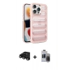 MARSİLYAN™- iPhone 15 Pro Max Kılıf Yadigar Doku Özel Seri - Siyah Vanessa Magic Hayalet Cam + Raze Metal Kamera Lens - SH
