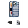 MARSİLYAN™- iPhone 15 Pro Max Kılıf Yadigar Doku Özel Seri - Siyah Vanessa Magic Hayalet Cam + Raze Metal Kamera Lens - SH