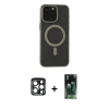MARSİLYAN™- iPhone 15 Pro Max Kılıf Yadigar Işık - Şeffaf 360 Full Body Arka Koruyucu + PVD Metal Kamera Lens - LT