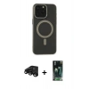 MARSİLYAN™- iPhone 15 Pro Max Kılıf Yadigar Işık - Şeffaf 360 Full Body Arka Koruyucu + Raze Metal Kamera Lens - SH