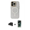 MARSİLYAN™- iPhone 15 Pro Max Kılıf Yadigar Işık - Şeffaf 360 Full Body Arka Koruyucu + Raze Metal Kamera Lens - TMGI