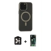 MARSİLYAN™- iPhone 15 Pro Max Kılıf Yadigar Işık - Şeffaf 360 Full Body Arka Koruyucu + PVD Metal Kamera Lens - TU