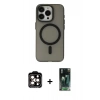 MARSİLYAN™- iPhone 15 Pro Max Kılıf Yadigar Işık - Şeffaf 360 Full Body Arka Koruyucu + PVD Metal Kamera Lens - TU