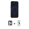 MARSİLYAN™- iPhone 15 Pro Max Kılıf Yadigar Işık - Şeffaf Pasifik Cam Ekran Koruyucu + PVD Metal Kamera Lens - GS