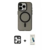 MARSİLYAN™- iPhone 15 Pro Max Kılıf Yadigar Işık - Şeffaf Pasifik Cam Ekran Koruyucu + PVD Metal Kamera Lens - GS