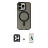 MARSİLYAN™- iPhone 15 Pro Max Kılıf Yadigar Işık - Şeffaf Pasifik Cam Ekran Koruyucu + PVD Metal Kamera Lens - SH