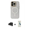 MARSİLYAN™- iPhone 15 Pro Max Kılıf Yadigar Işık - Şeffaf Pasifik Cam Ekran Koruyucu + Raze Metal Kamera Lens - TMGI