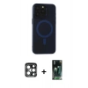 MARSİLYAN™- iPhone 15 Pro Max Kılıf Yadigar Işık - Siyah 360 Mat Full Body Arka Koruyucu + PVD Metal Kamera Lens - LT