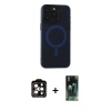 MARSİLYAN™- iPhone 15 Pro Max Kılıf Yadigar Işık - Siyah 360 Mat Full Body Arka Koruyucu + PVD Metal Kamera Lens - TU