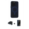 MARSİLYAN™- iPhone 15 Pro Max Kılıf Yadigar Işık - Siyah 3D Antistatik Hayalet Cam Ekran Koruyucu + Raze Metal Kamera Lens - LT