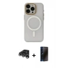 MARSİLYAN™- iPhone 15 Pro Max Kılıf Yadigar Işık - Siyah 3D Antistatik Hayalet Cam Ekran Koruyucu + Raze Metal Kamera Lens - GS