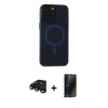 MARSİLYAN™- iPhone 15 Pro Max Kılıf Yadigar Işık - Siyah 3D Antistatik Hayalet Cam Ekran Koruyucu + Raze Metal Kamera Lens - SH