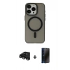 MARSİLYAN™- iPhone 15 Pro Max Kılıf Yadigar Işık - Siyah 3D Antistatik Hayalet Cam Ekran Koruyucu + Raze Metal Kamera Lens - SH