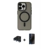 MARSİLYAN™- iPhone 15 Pro Max Kılıf Yadigar Işık - Siyah 3D Antistatik Hayalet Cam Ekran Koruyucu + Raze Metal Kamera Lens - LT