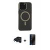 MARSİLYAN™- iPhone 15 Pro Max Kılıf Yadigar Işık - Siyah 3D Antistatik Hayalet Cam Ekran Koruyucu + Raze Metal Kamera Lens - LT