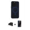 MARSİLYAN™- iPhone 15 Pro Max Kılıf Yadigar Işık - Siyah 3D Antistatik Hayalet Cam Ekran Koruyucu + Raze Metal Kamera Lens - TMGI