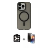 MARSİLYAN™- iPhone 15 Pro Max Kılıf Yadigar Işık - Siyah 3D Antistatik Mat Seramik Nano Ekran Koruyucu + PVD Metal Kamera Lens - TU