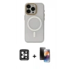 MARSİLYAN™- iPhone 15 Pro Max Kılıf Yadigar Işık - Siyah 3D Antistatik Mat Seramik Nano Ekran Koruyucu + PVD Metal Kamera Lens - SH