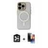 MARSİLYAN™- iPhone 15 Pro Max Kılıf Yadigar Işık - Siyah 3D Antistatik Mat Seramik Nano Ekran Koruyucu + PVD Metal Kamera Lens - TU